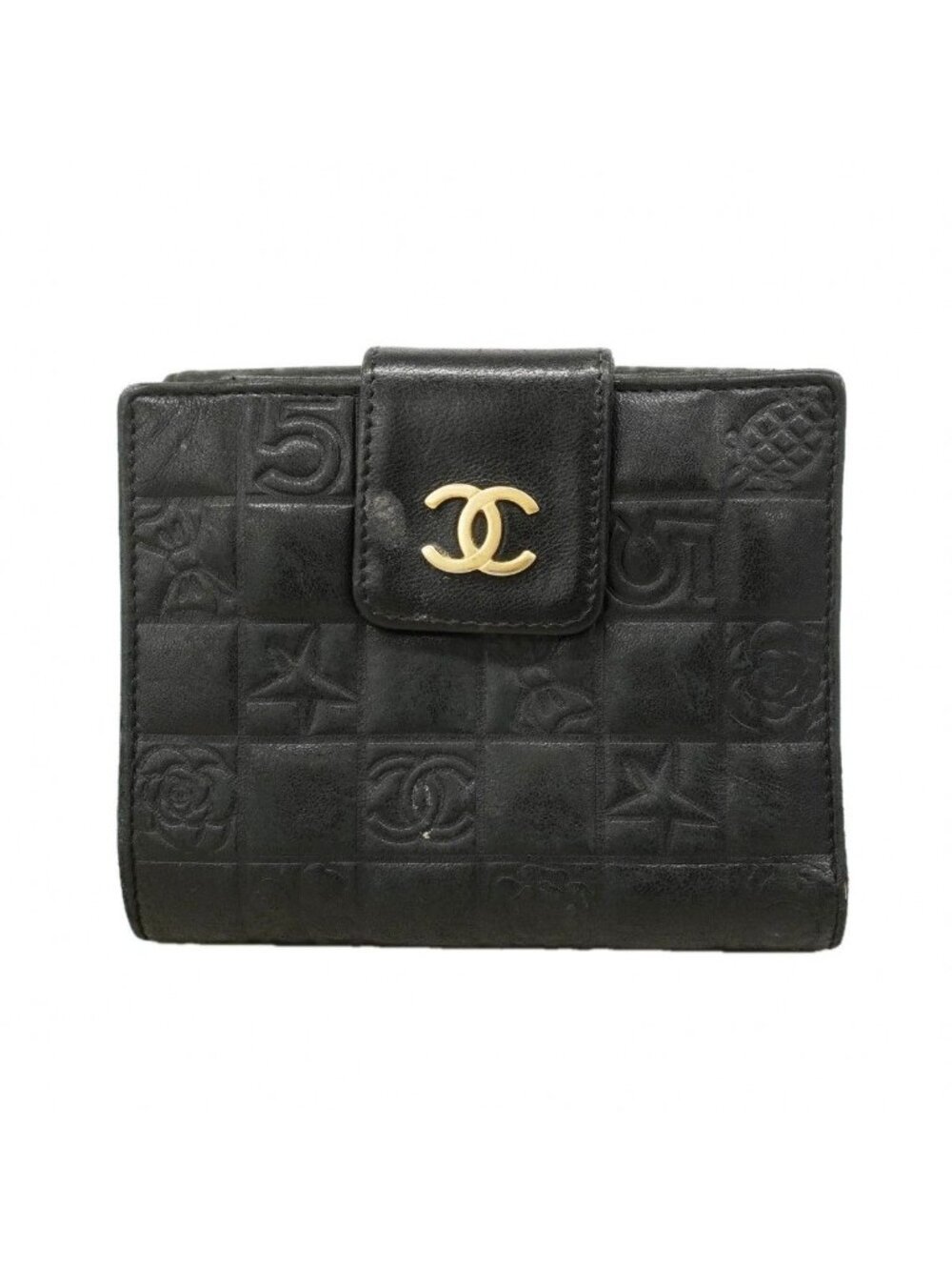 Chanel Wallet Icon Lambskin Black Gold